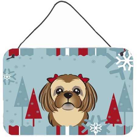 Carolines Treasures Winter Holiday Chocolate Brown Shih Tzu Wall and Door Hanging Prints BB1745DS812